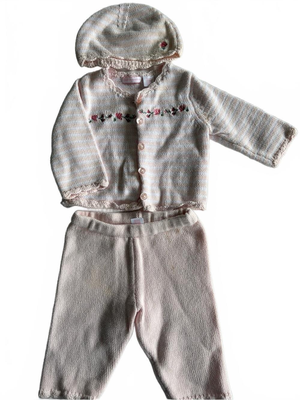 First Impressions Pink & Cream Baby Knit Cardigan Set